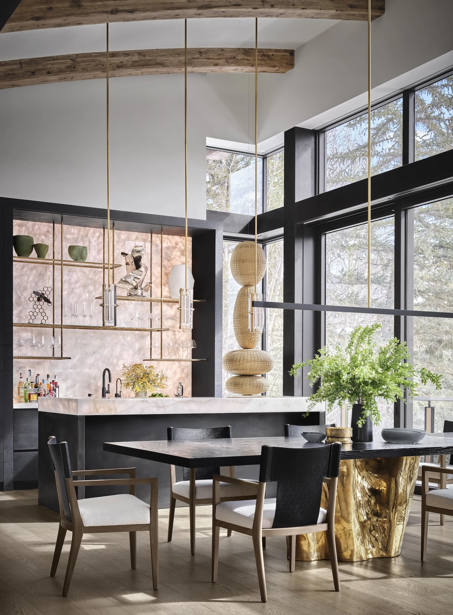 Aspen Reimagined living area with bespoke furnishings and mountain views