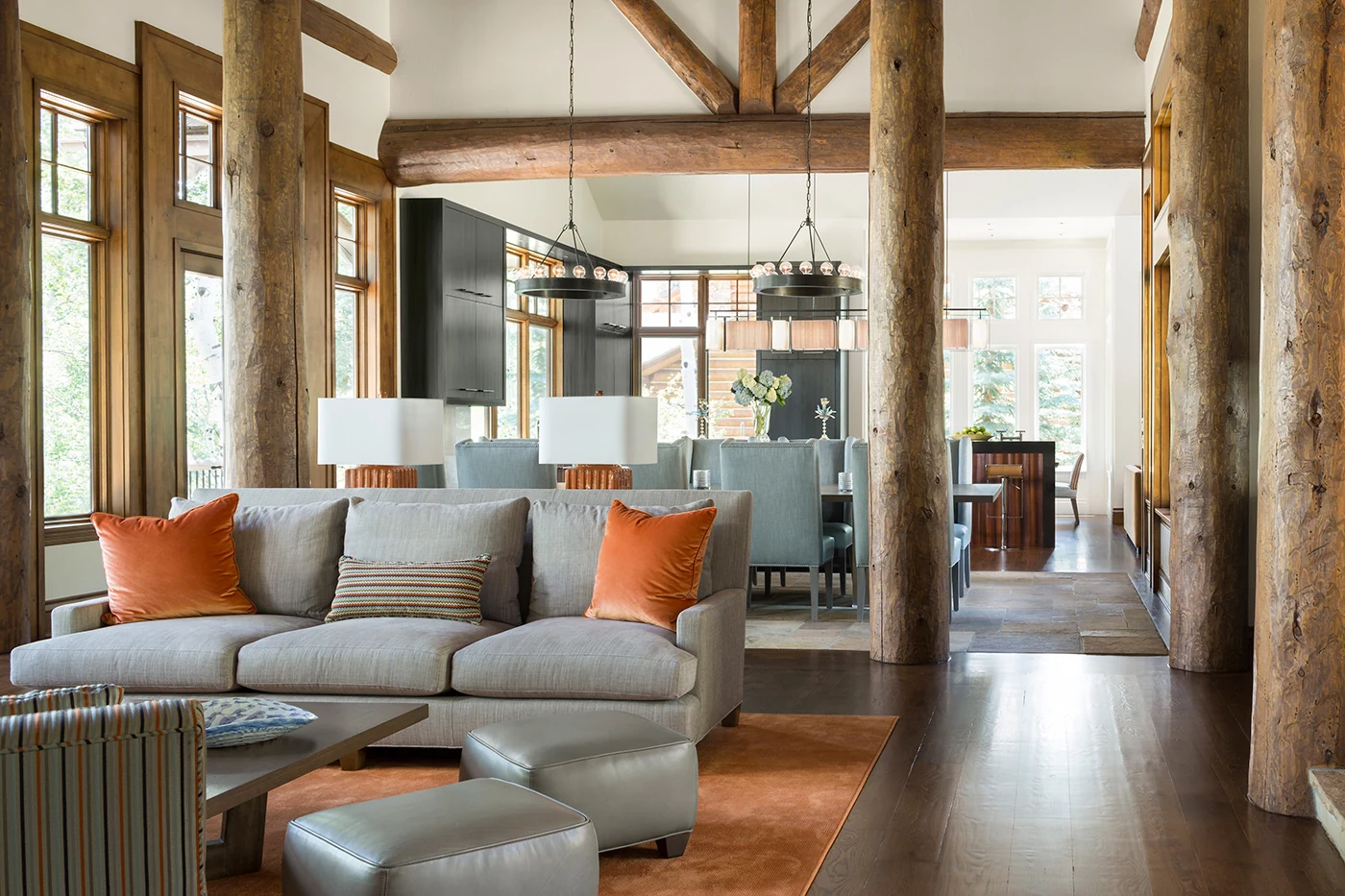 Bachelor Ridge open kitchen-dining space with elongated island