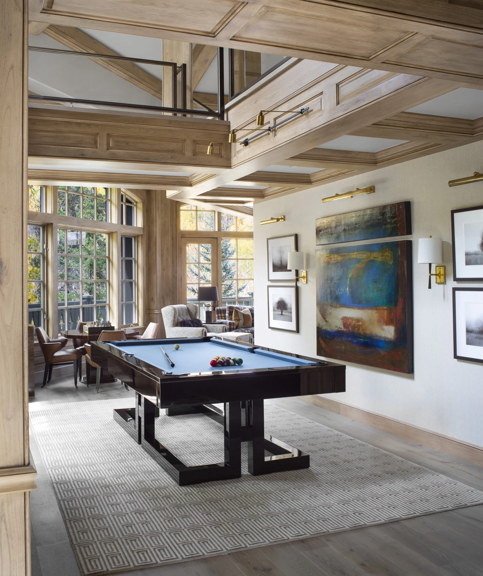 A Penthouse Refined living space with art-driven interior design and mountain views