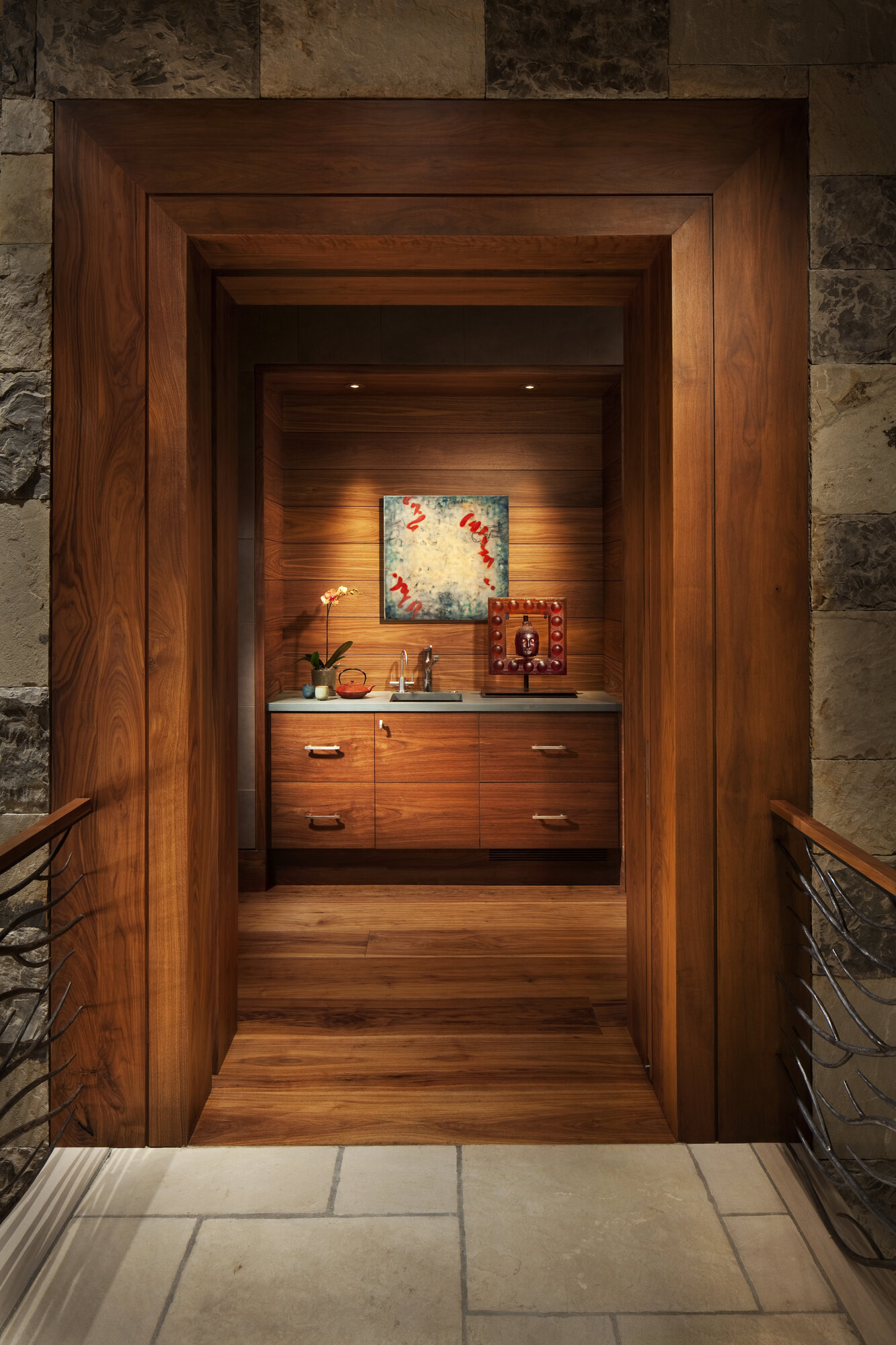 Natural Instincts interior walnut cabinetry and finishes