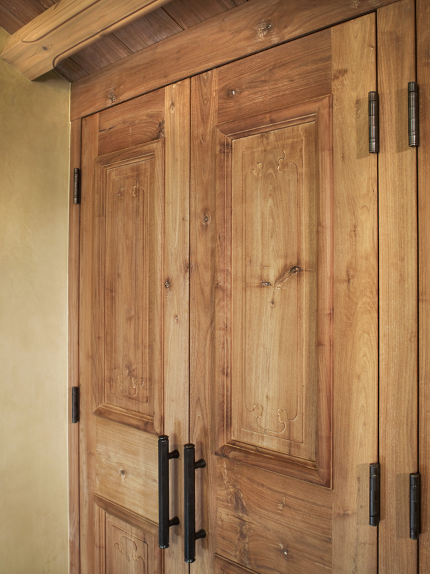 a close up of a wooden interior door at hornsilver