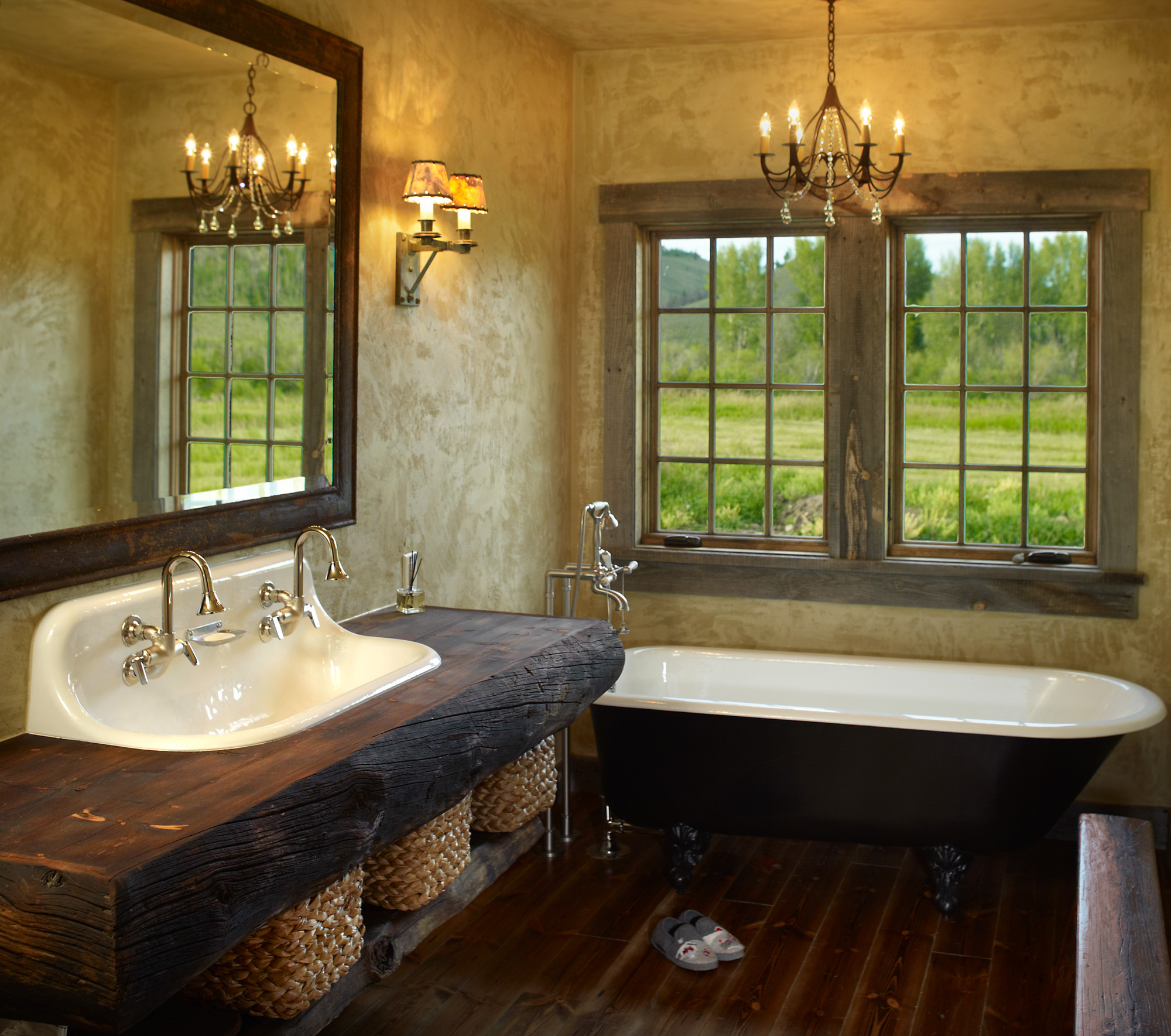 a view of a traditional bathroom with a claw foot tub in dexter meadows