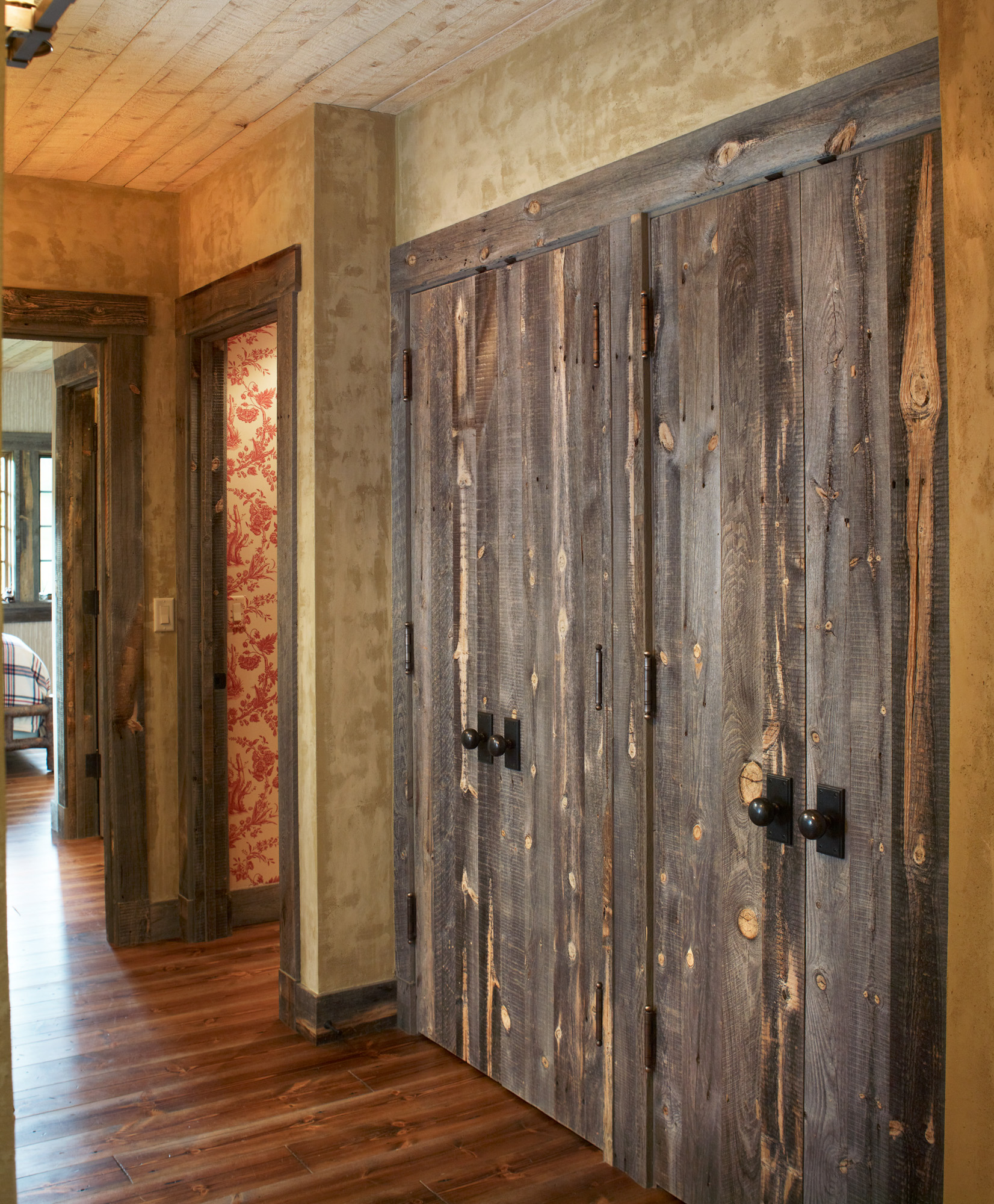 a view of a wooden interior closet doors in dexter meadows