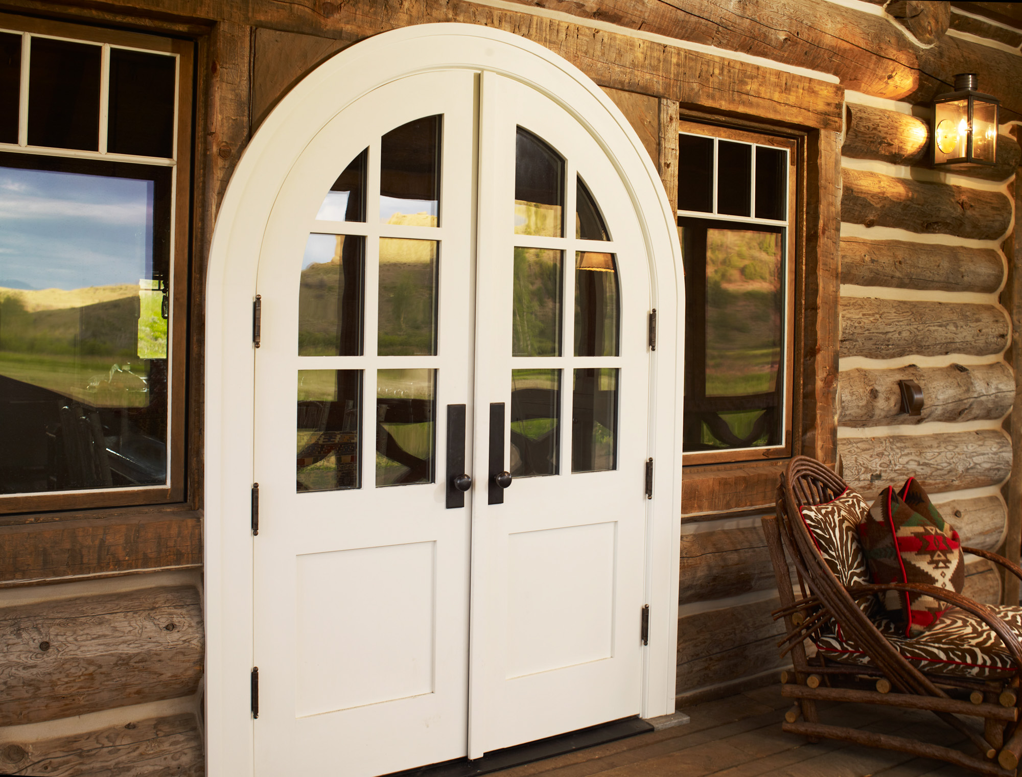 a view of white French exterior doors of dexter meadows