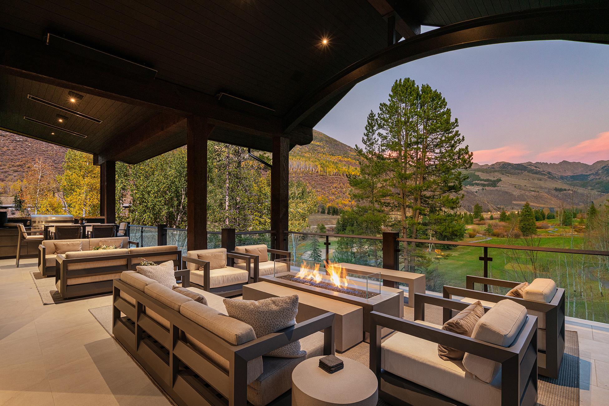 modern patio with mountain view