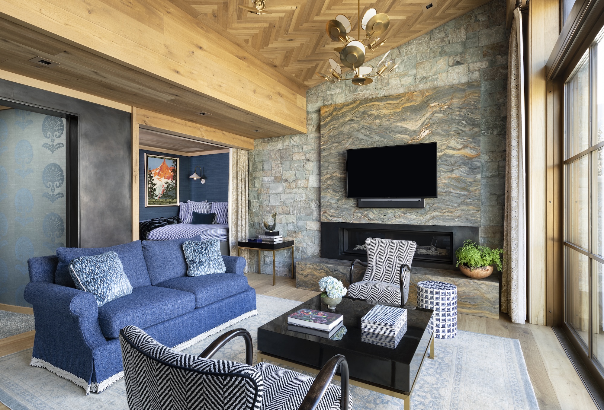 an upper floor living room of the right gore creek rowhome
