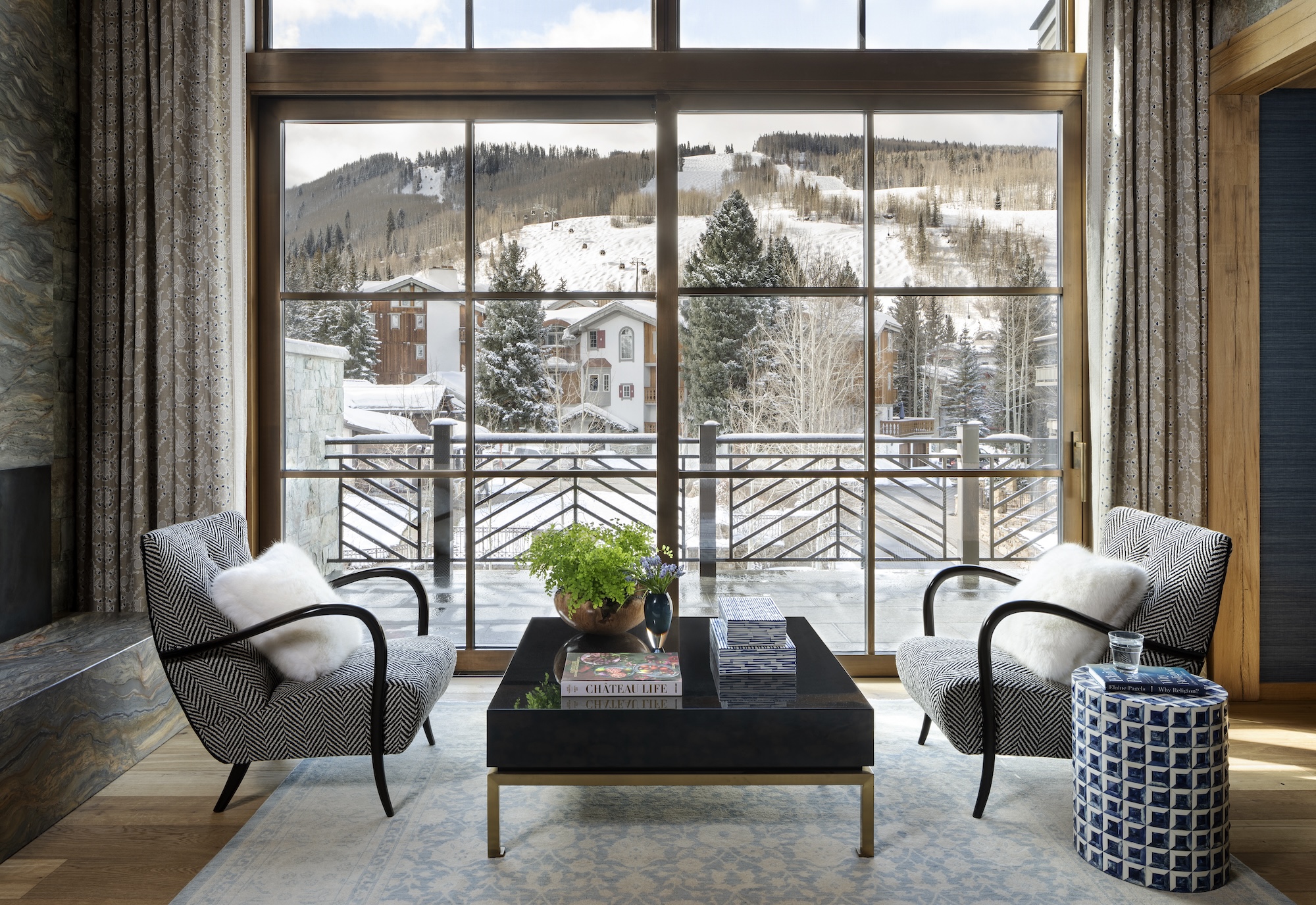 windows with a beautiful view of the mountains of the right gore creek rowhome