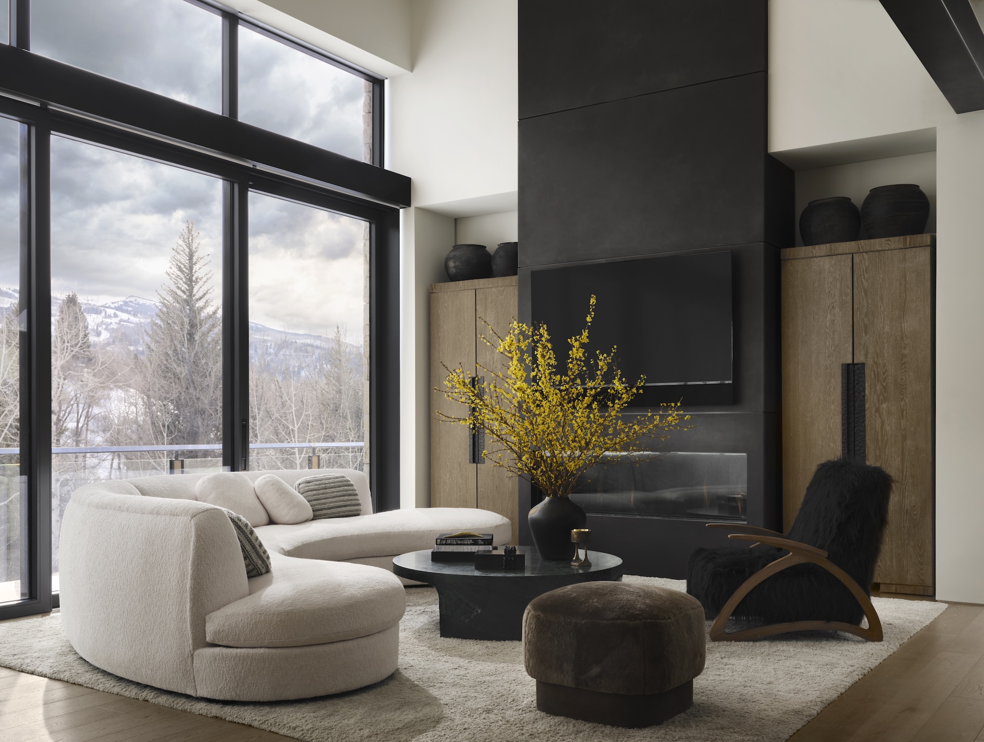an angled view of the living room at aspen modern